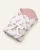 Różowy rożek niemowlęcy muślinowy w króliki baletnice Vintage Bunny z kolekcji Colorful Muslin marki Albero Mio leżący pod kątem, wiązany kokardą.